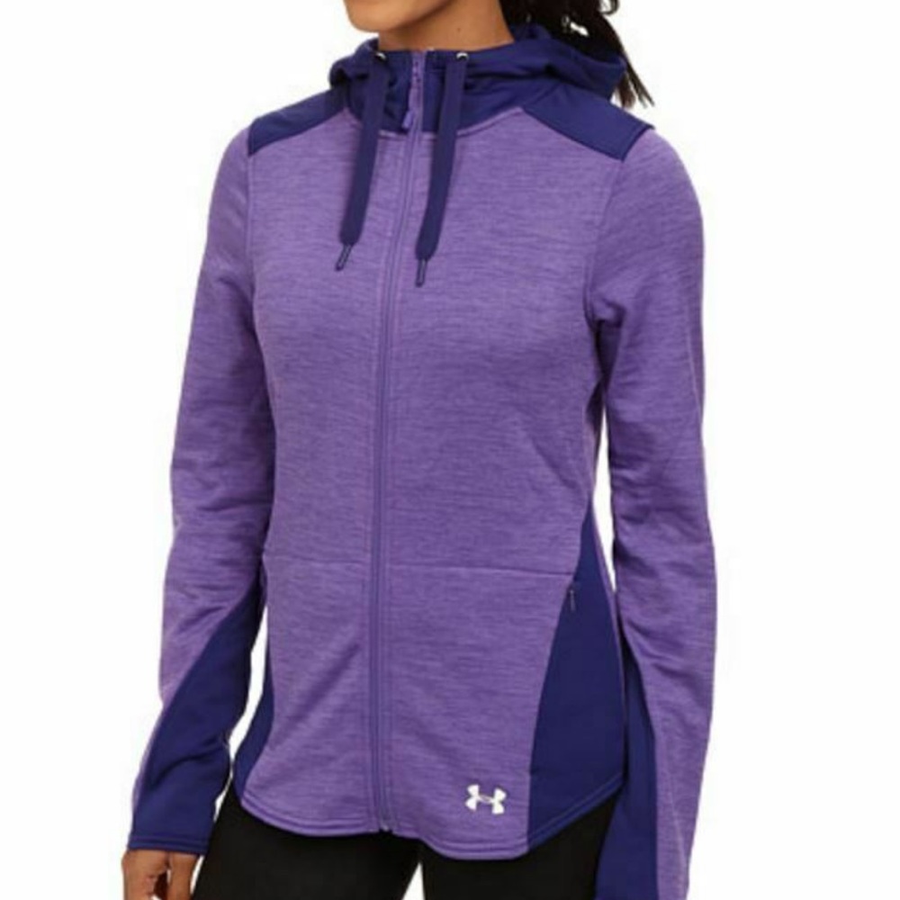 EUC Under Armour Purple UA Gamut Full Zip Athleisure Hoodie Size Small Petite